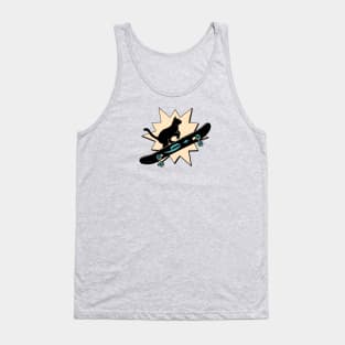 Cool Skater Black Cat in pink Tank Top